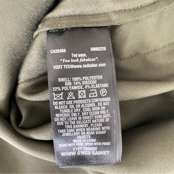 Ted Baker Samiey Ruched Side Satin Top, Green - Picture 9 of 12